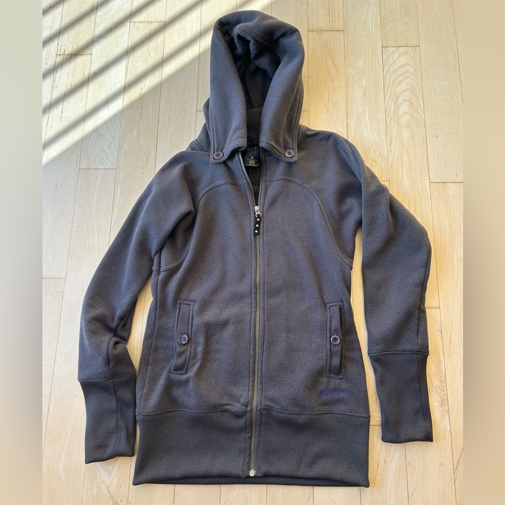 Burton DryRide Charcoal Gray Women’s Ribbed Full Zip Hoodie Sweatshirt Sz Small